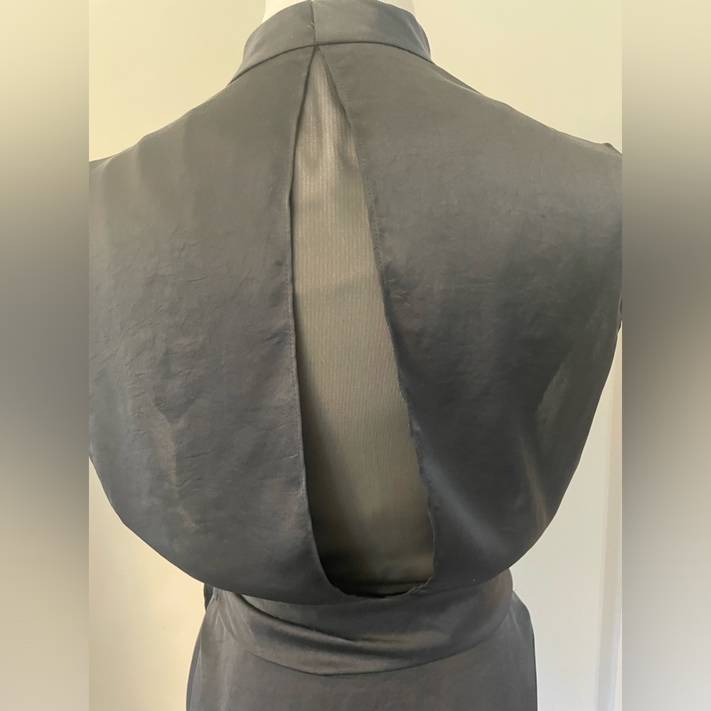 ALLSAINTS ARINA BLACK SATIN WRAP DRESS SIZE 4 - Picture 7 of 13